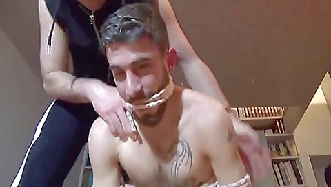 She has heat and taking facial