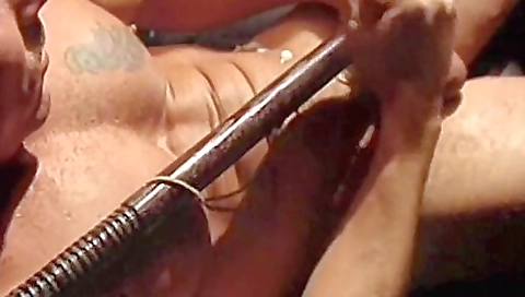 Sexy babe with big dildo fucks herself